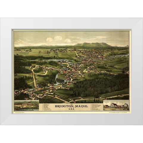 Bridgeton-Maine 1888 White Modern Wood Framed Art Print by Vintage Maps