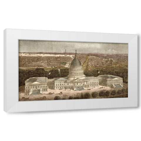 Capitol Building in Washington-DC,1871 White Modern Wood Framed Art Print by Vintage Maps