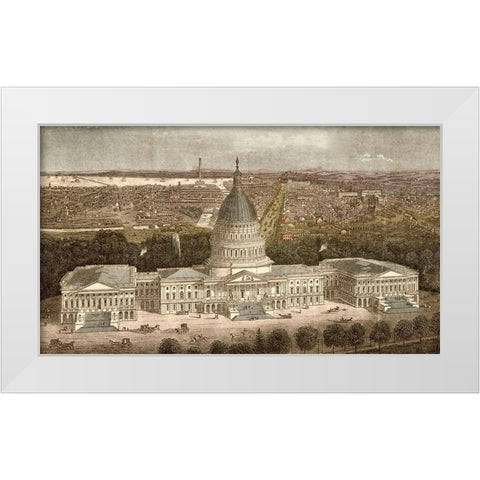 Capitol Building in Washington-DC,1871 White Modern Wood Framed Art Print by Vintage Maps