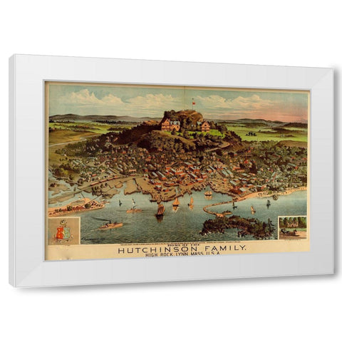 Home of the Hutchinson Family in Lynn-Massachusetts 1881 White Modern Wood Framed Art Print by Vintage Maps