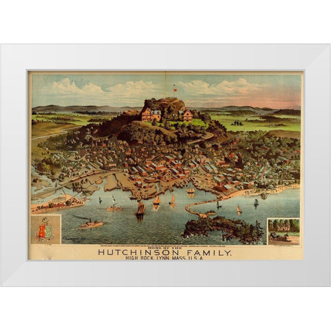 Home of the Hutchinson Family in Lynn-Massachusetts 1881 White Modern Wood Framed Art Print by Vintage Maps