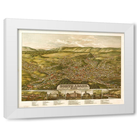 North Adams-Massachusetts 1881 White Modern Wood Framed Art Print by Vintage Maps