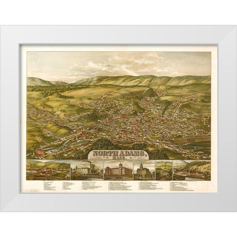 North Adams-Massachusetts 1881 White Modern Wood Framed Art Print by Vintage Maps