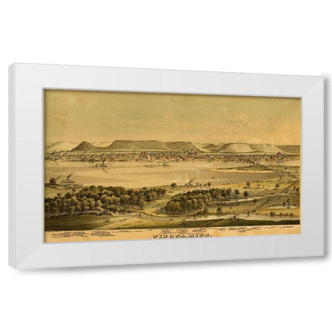 Winona-Minnesota 1874 White Modern Wood Framed Art Print by Vintage Maps