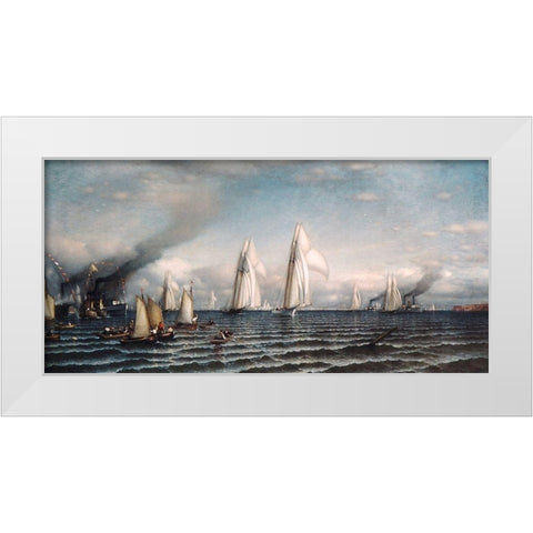 Finishâ€”First International Race for Americas Cup, August 8, 1870 White Modern Wood Framed Art Print by Colman, Samuel
