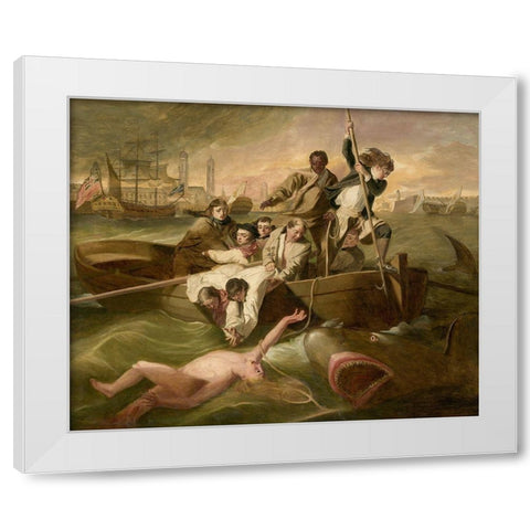 Watson and the Shark White Modern Wood Framed Art Print by Copley,Â John Singleton