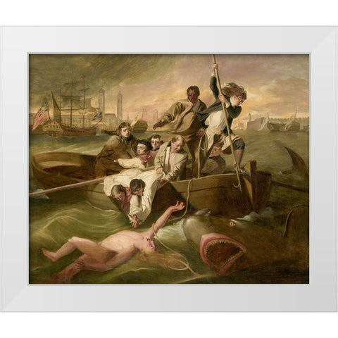 Watson and the Shark White Modern Wood Framed Art Print by Copley,Â John Singleton