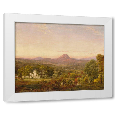 Autumn Landscape, Sugar Loaf Mountain, Orange County, New York White Modern Wood Framed Art Print by Cropsey, Jasper Francis