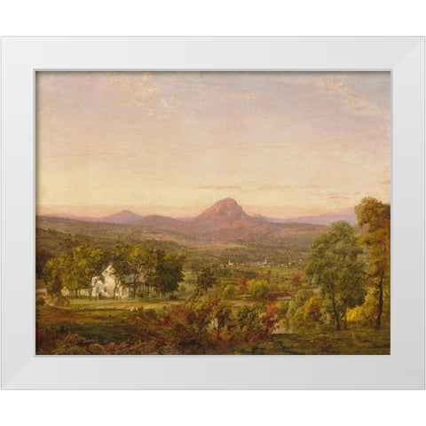 Autumn Landscape, Sugar Loaf Mountain, Orange County, New York White Modern Wood Framed Art Print by Cropsey, Jasper Francis