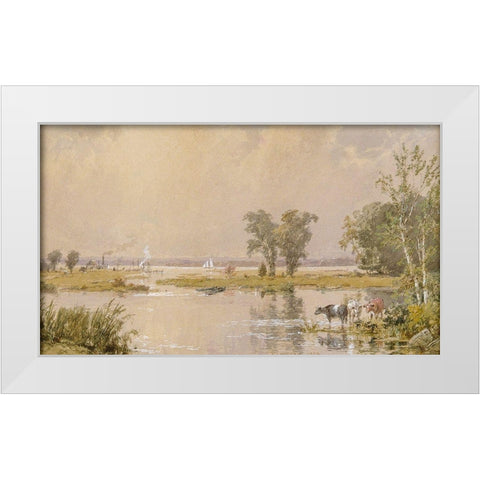 Hackensack Meadows White Modern Wood Framed Art Print by Cropsey, Jasper Francis