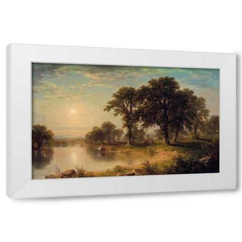 Summer Afternoon White Modern Wood Framed Art Print by Durand, Asher Brown