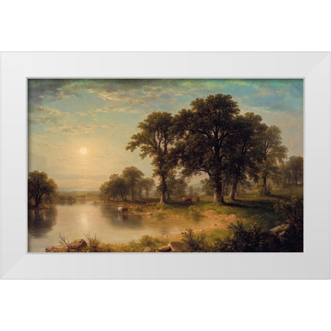 Summer Afternoon White Modern Wood Framed Art Print by Durand, Asher Brown