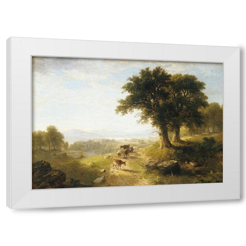 River Scene White Modern Wood Framed Art Print by Durand, Asher Brown