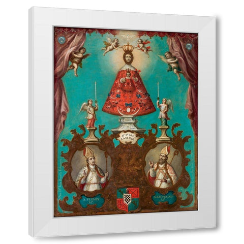 The Virgin of El Camino with St. FermÃ­n and St. Saturnino White Modern Wood Framed Art Print by EnrÃ­quez, Nicolas