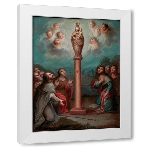 The Apparition of the Virgin of El Pilar to St. James White Modern Wood Framed Art Print by EnrÃ­quez, Nicolas