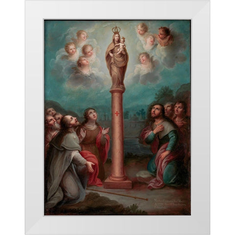 The Apparition of the Virgin of El Pilar to St. James White Modern Wood Framed Art Print by EnrÃ­quez, Nicolas