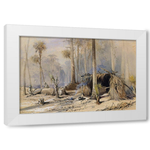 The Cypress-Shingle Yard, Ocklawaha River, Florida White Modern Wood Framed Art Print by Fenn, Harry