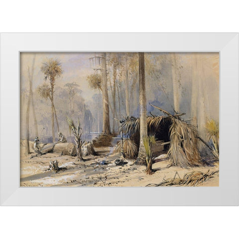 The Cypress-Shingle Yard, Ocklawaha River, Florida White Modern Wood Framed Art Print by Fenn, Harry