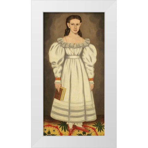 Girl of the Bangs-Phelps Family White Modern Wood Framed Art Print by Field, Erastus Salisbury