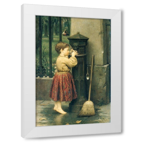 The Crossing Sweeper White Modern Wood Framed Art Print by Guy, Seymour Joseph