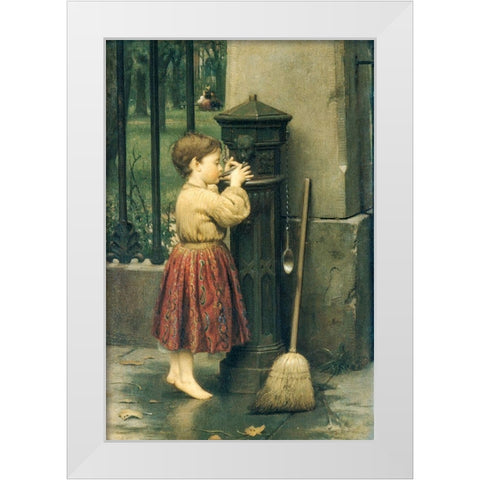 The Crossing Sweeper White Modern Wood Framed Art Print by Guy, Seymour Joseph