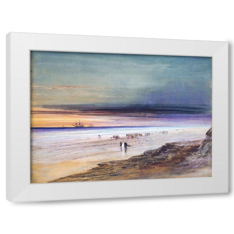 Beach Scene White Modern Wood Framed Art Print by Hamilton, James