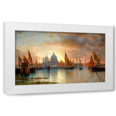 Santa Maria della Salute, Sunset White Modern Wood Framed Art Print by Haseltine, William Stanley