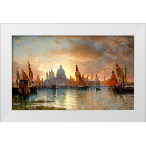 Santa Maria della Salute, Sunset White Modern Wood Framed Art Print by Haseltine, William Stanley