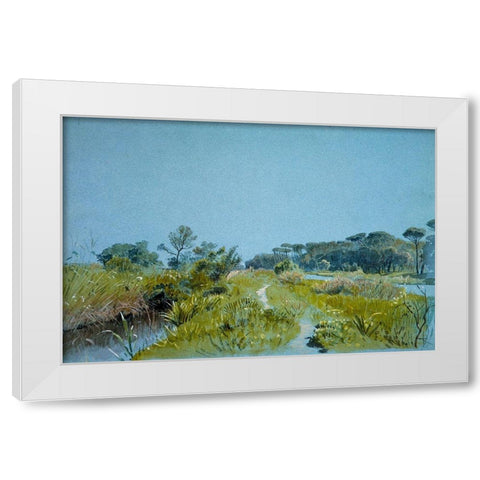 Castel Fusanoâ€”Near Rome White Modern Wood Framed Art Print by Haseltine, William Stanley