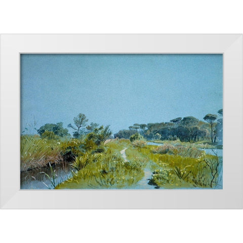 Castel Fusanoâ€”Near Rome White Modern Wood Framed Art Print by Haseltine, William Stanley
