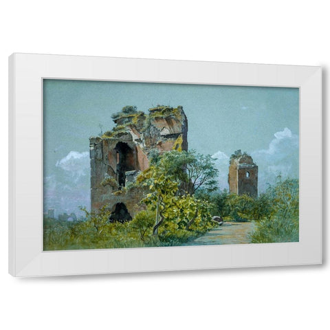 Baths of Trajan (Sette Sale, Villa Brancaccio, Rome) White Modern Wood Framed Art Print by Haseltine, William Stanley