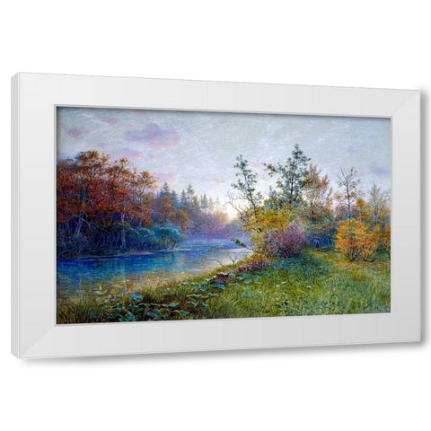 Mill Dam in Traunstein White Modern Wood Framed Art Print by Haseltine, William Stanley