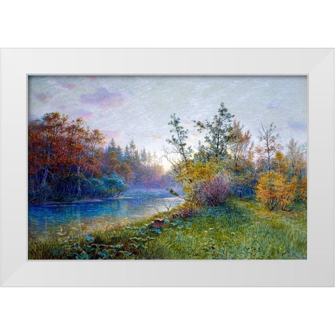 Mill Dam in Traunstein White Modern Wood Framed Art Print by Haseltine, William Stanley