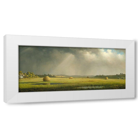 Newburyport Meadows White Modern Wood Framed Art Print by Heade, Martin Johnson