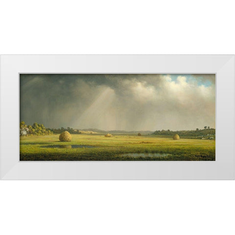 Newburyport Meadows White Modern Wood Framed Art Print by Heade, Martin Johnson