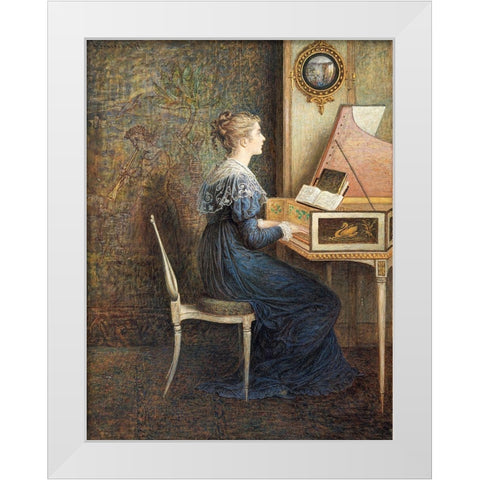 An Old Song White Modern Wood Framed Art Print by Hennessy, William John