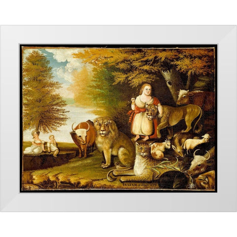 Peaceable Kingdom White Modern Wood Framed Art Print by Hicks, Edward