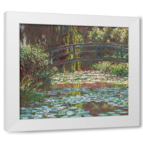 Water Lily Pond White Modern Wood Framed Art Print by Monet, Claude