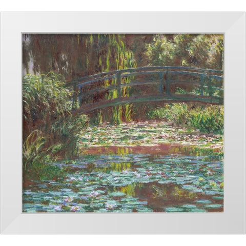Water Lily Pond White Modern Wood Framed Art Print by Monet, Claude