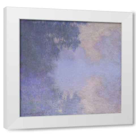 Branch of the Seine near Giverny (Mist) White Modern Wood Framed Art Print by Monet, Claude