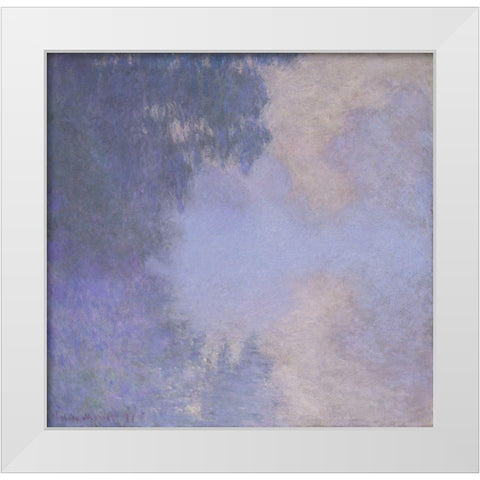 Branch of the Seine near Giverny (Mist) White Modern Wood Framed Art Print by Monet, Claude