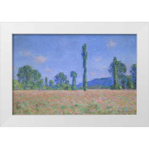 Poppy Field (Giverny) White Modern Wood Framed Art Print by Monet, Claude