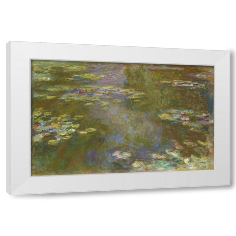 Water Lily Pond White Modern Wood Framed Art Print by Monet, Claude