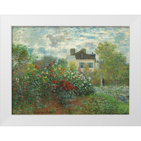 The Artists Garden in Argenteuil White Modern Wood Framed Art Print by Monet, Claude