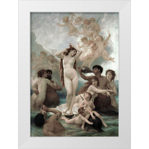 The Birth of Venus White Modern Wood Framed Art Print by Bouguereau, William-Adolphe