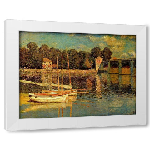 Bridge in Argenteuil White Modern Wood Framed Art Print by Monet, Claude