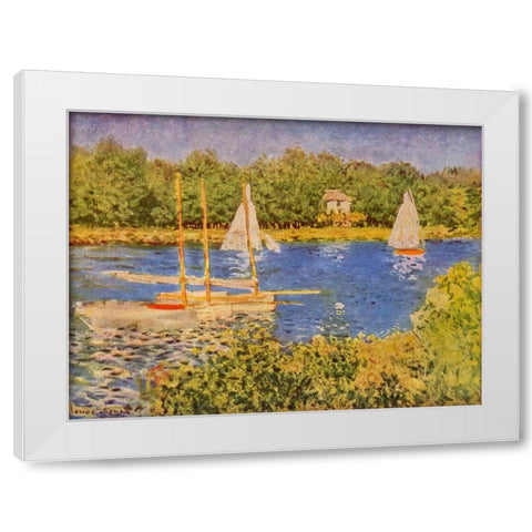 Seine at Argenteuil White Modern Wood Framed Art Print by Monet, Claude