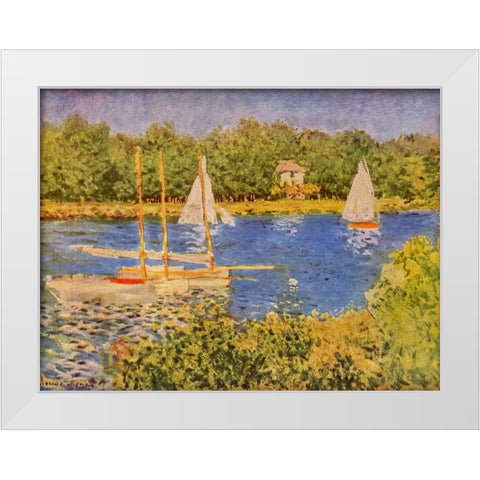 Seine at Argenteuil White Modern Wood Framed Art Print by Monet, Claude
