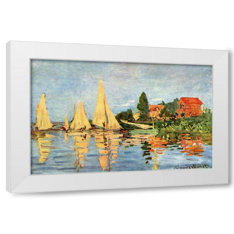 Regatta in Argenteuil White Modern Wood Framed Art Print by Monet, Claude
