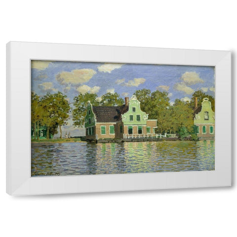The House on the River Zaan in Zaandam White Modern Wood Framed Art Print by Monet, Claude